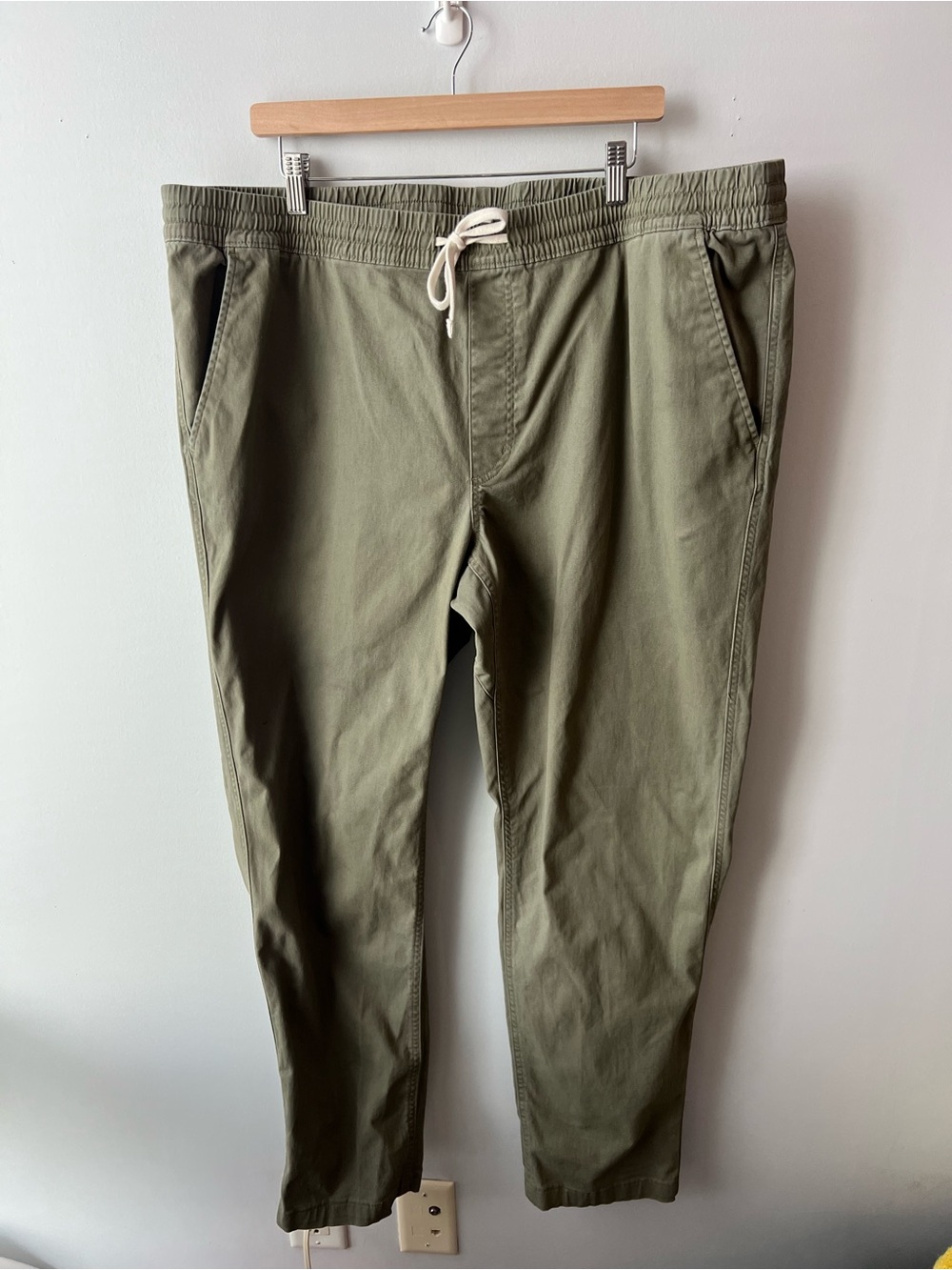Land’s end Women’s Olive Drawstring Waist Pants Cotton Casual